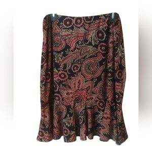 Chaps Women's Paisley Print Fit And Flare Skirt SZ XL